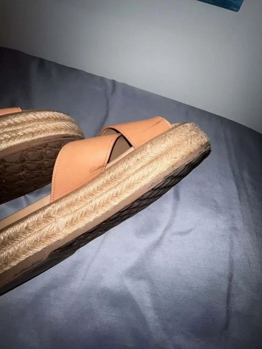 Sam Edelman Korina Natural Sand Crossover Strap Espadrille Platform Sandals